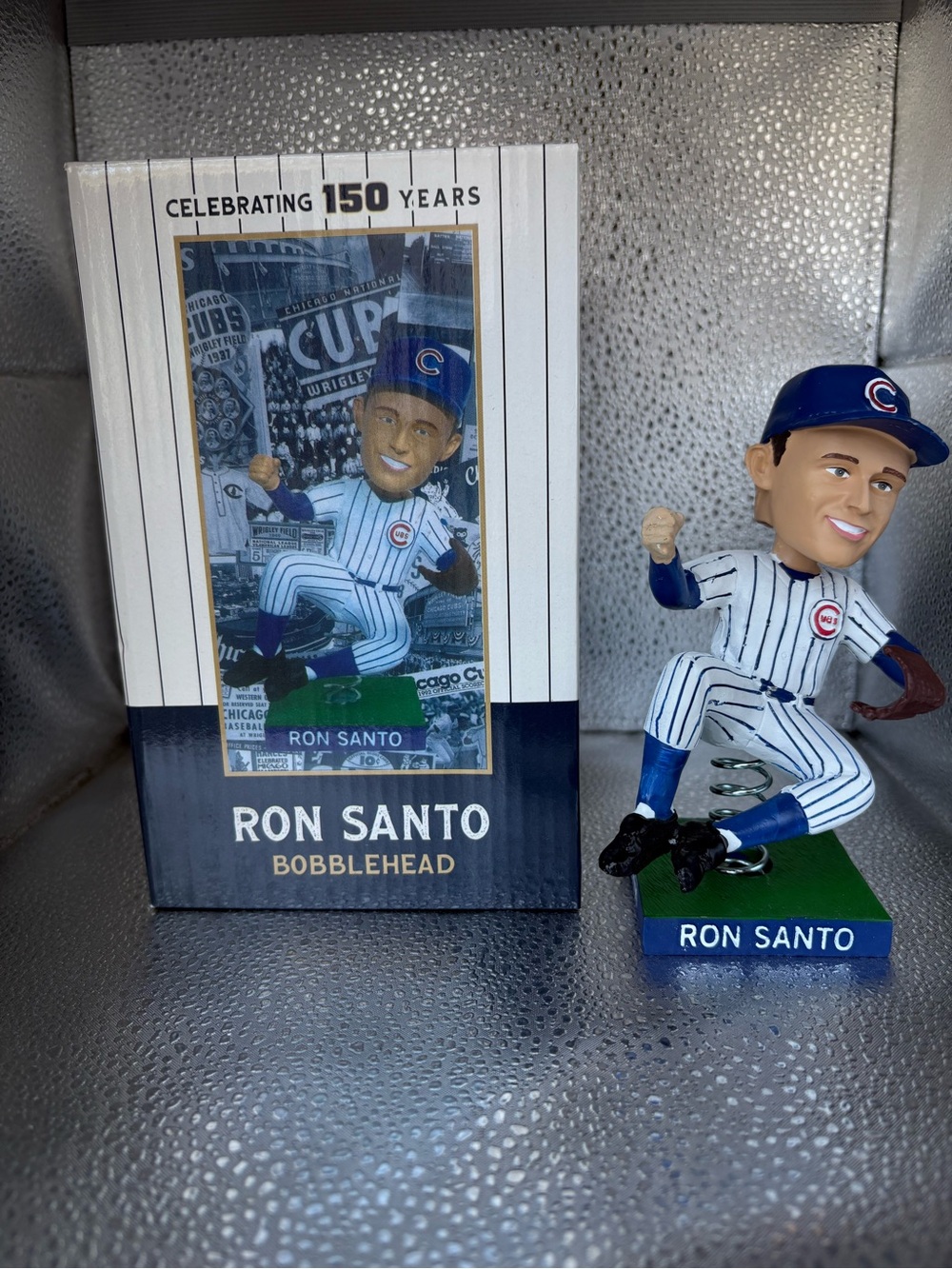 Chicago Cubs Ron Santo Bobblehead — Blue & White Pinstripe 2026 SGA new in box